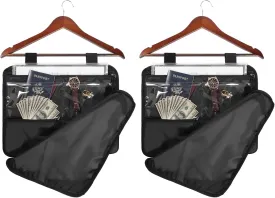 2Pack Hanger Diversion Safe Bag with Zipper, Jewelry & Cash Safe, Secret Under Clothes Storage for Home or Travel - BLACK