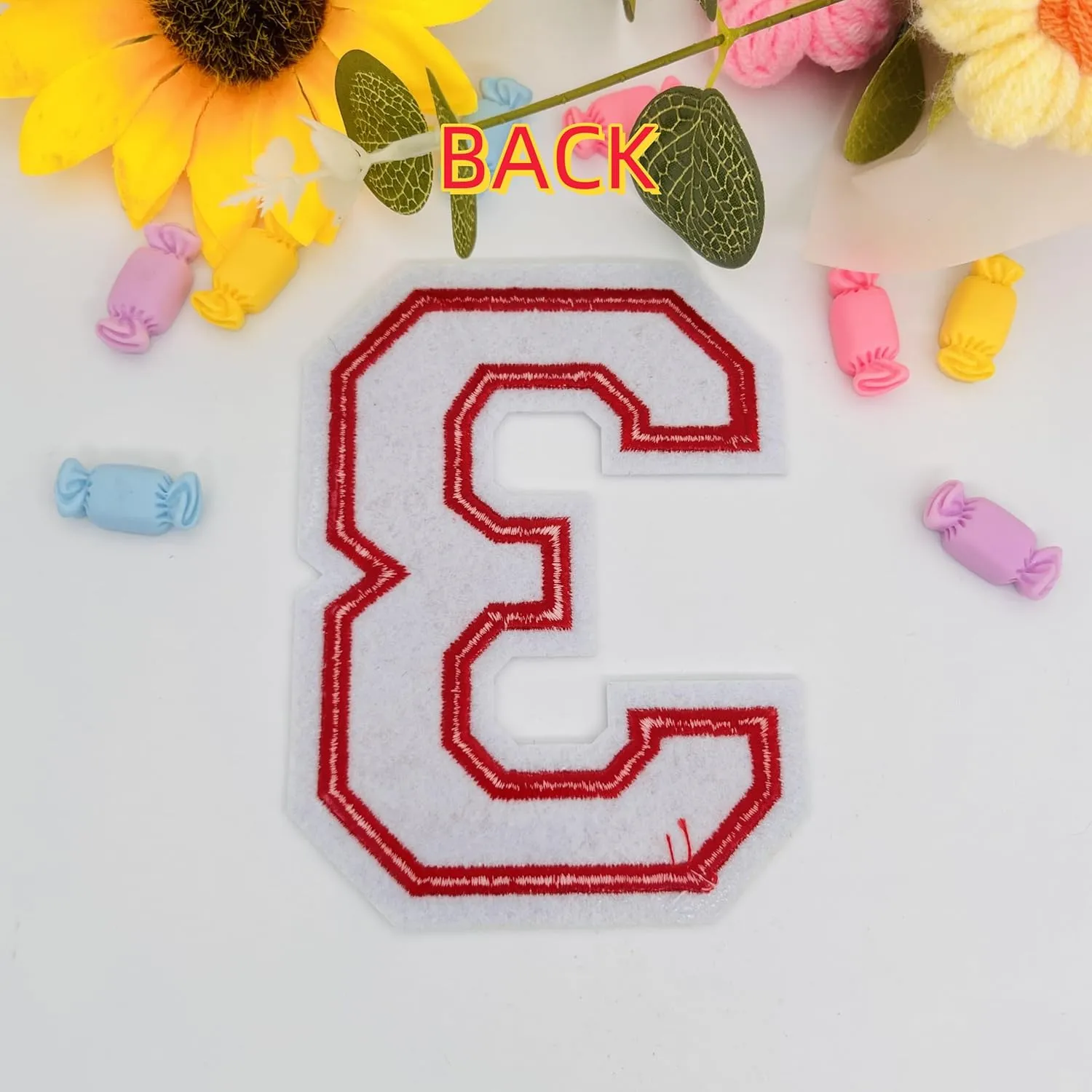 2Pcs 4.5" Red Embroidered Number Patches, Iron-On or Sew-On Appliques for Clothing, Jackets, Backpacks  Varsity Style with White Border (red 3)