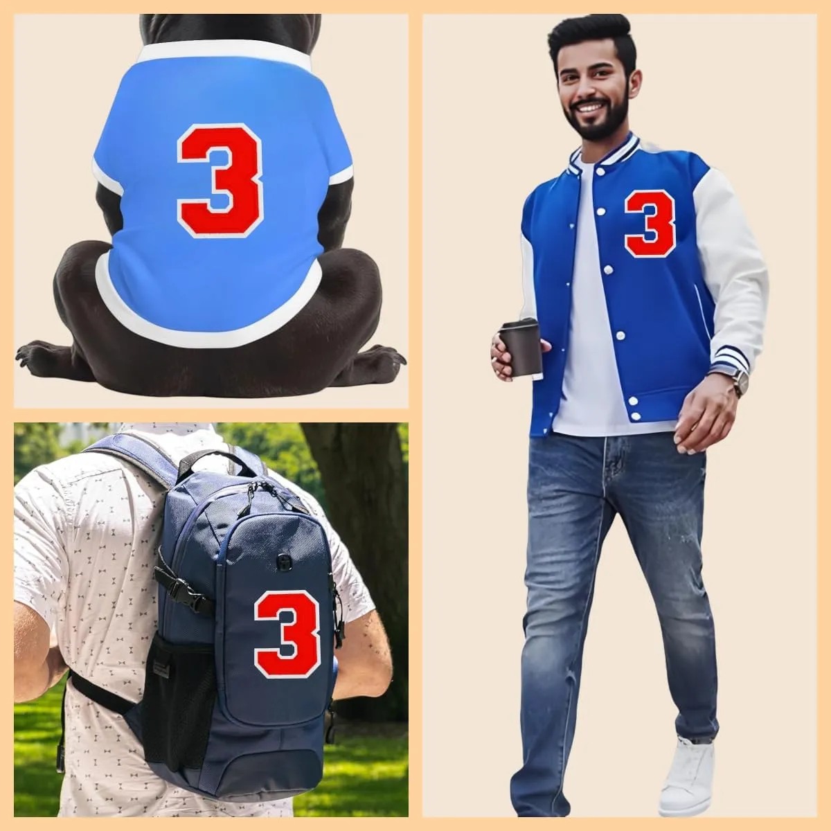 2Pcs 4.5" Red Embroidered Number Patches, Iron-On or Sew-On Appliques for Clothing, Jackets, Backpacks  Varsity Style with White Border (red 3)