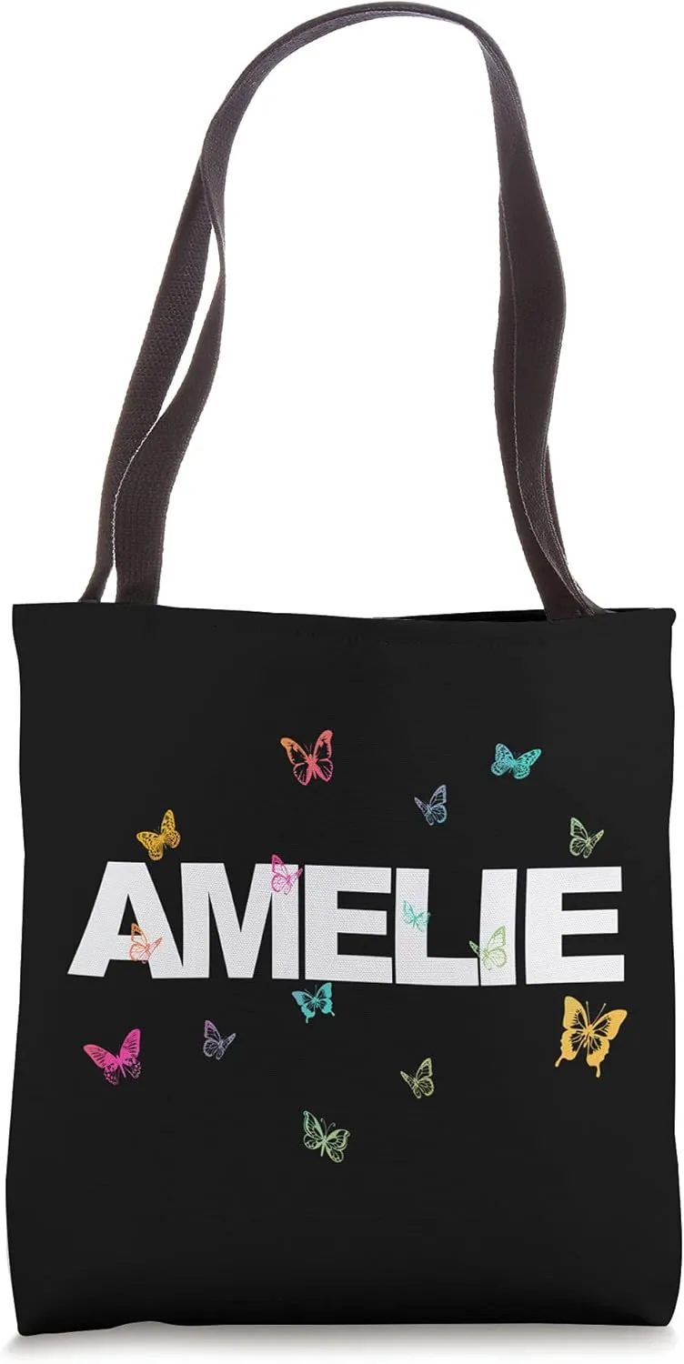 Amelie - Beautiful Name with colorful Butterflies Tote Bag