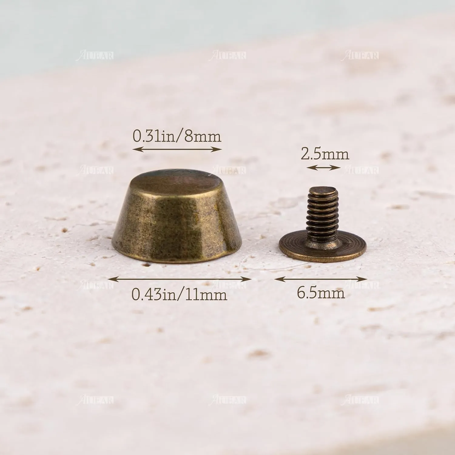 AUEAR, 20 Pack 12 mm Rivets Flat Round Metal Studs with Screws for Leather Crafts Bag 5 Colors