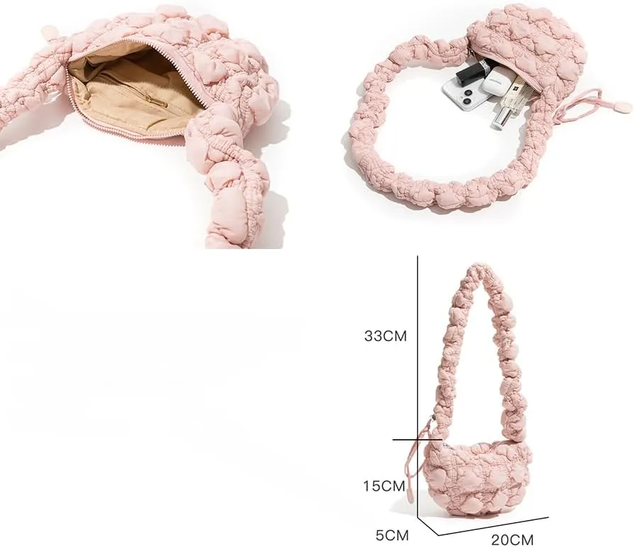 Bubble Quilted Hobo Women Handbag Cloud Tote Shoulder Bag Casual Crossbody Bag Gift for Women