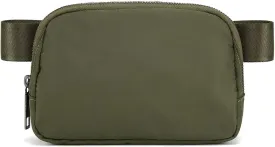 Cross Body Fanny Packs for Women Men Fashion Waist Bag Pouch Nylon Small Travel Crossbody Bags Mini Purse Everywhere Belt Bag Bum Bag with Adjustable Strap for Running Hiking Dim Olive