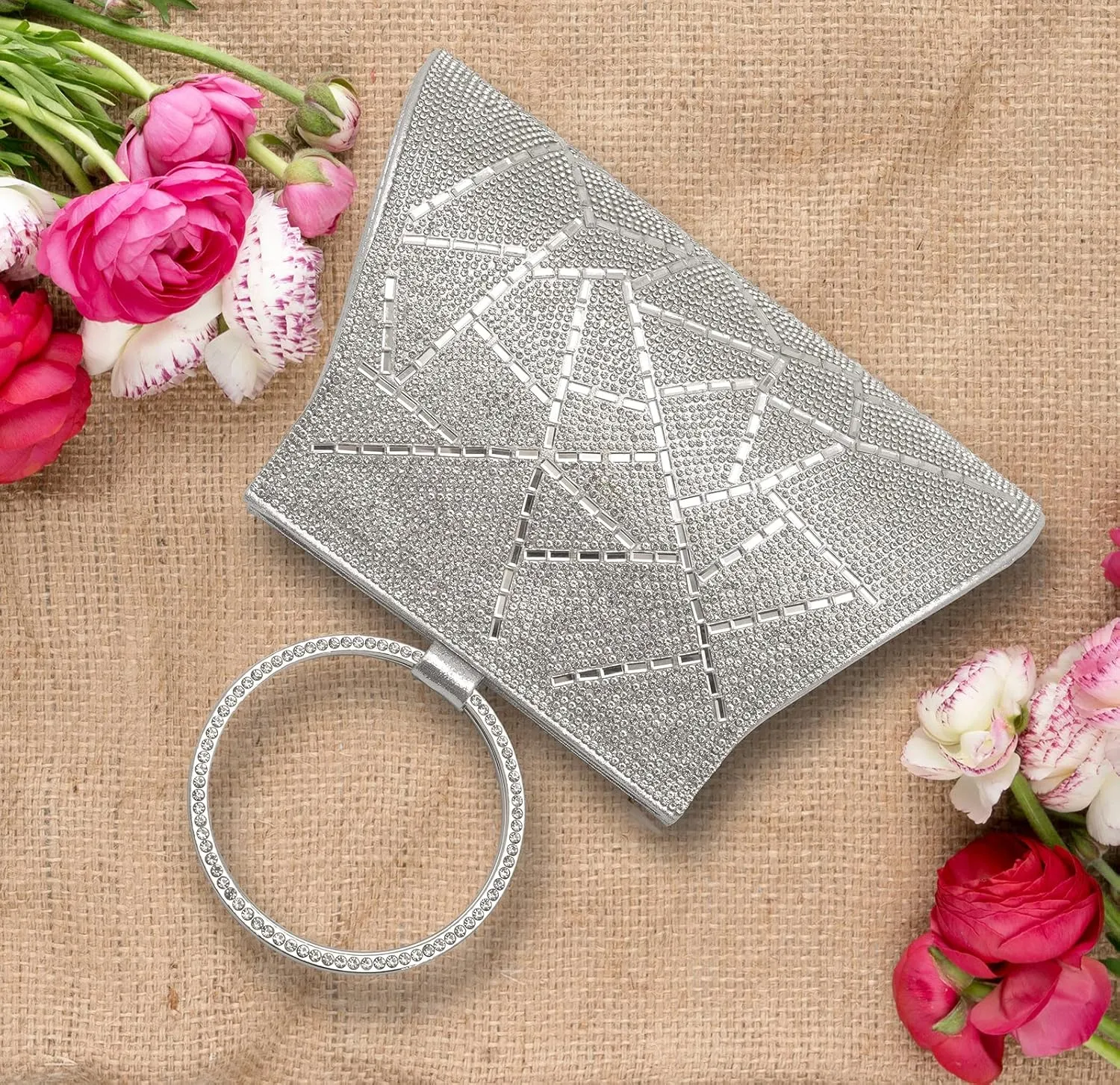 Crystal Clutch Purses Bride and Bridesmaid Handbag Elegant Wristlet Evening Bag for Women