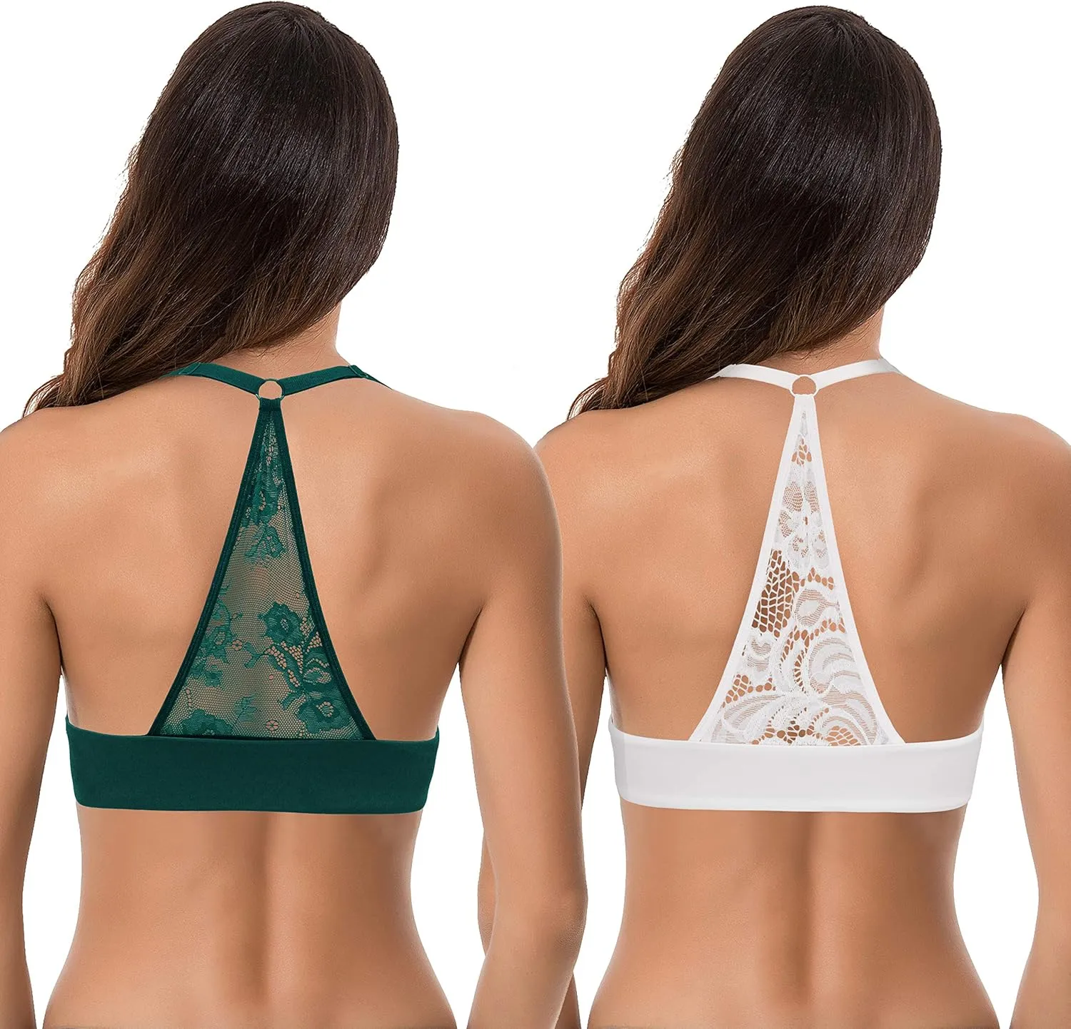 Curve Muse Womens Push Up Add 1 and a Half Cup Underwire Halter Front Close Bras