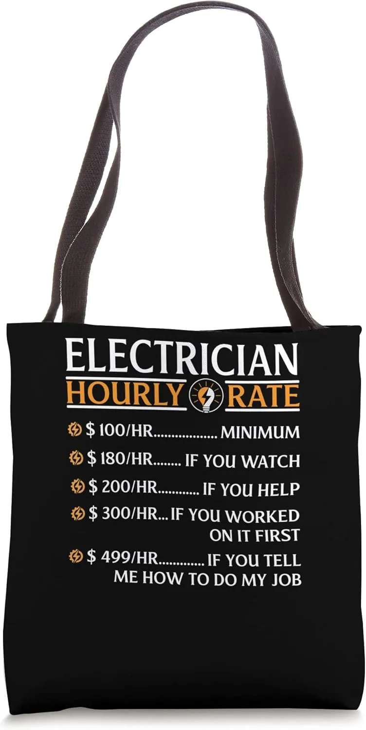 Electrician Hourly Rate Voltage Lineman Circuit Cable Tote Bag