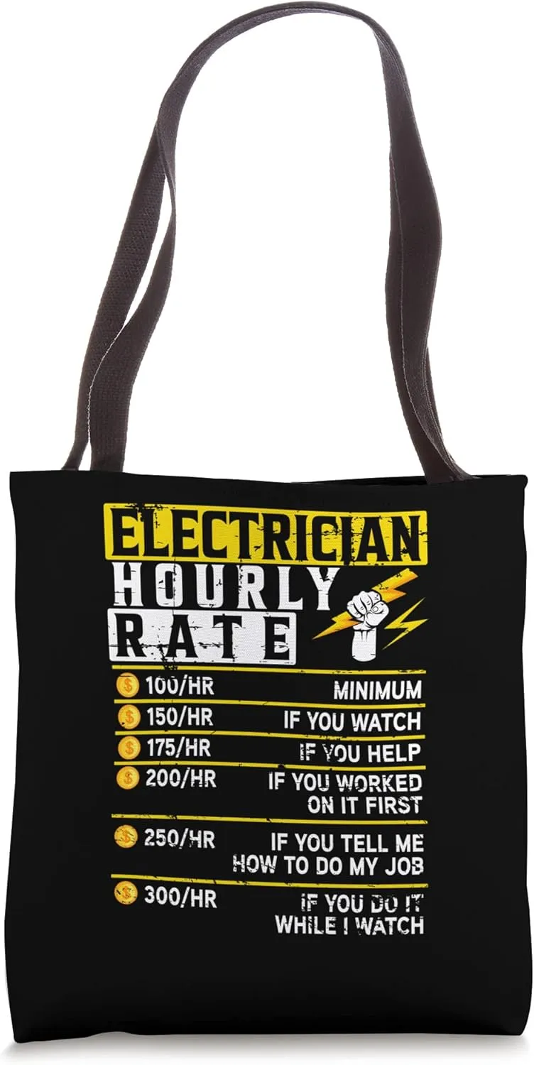 Electrician Hourly Rate Voltage Lineman Circuit Cable Tote Bag