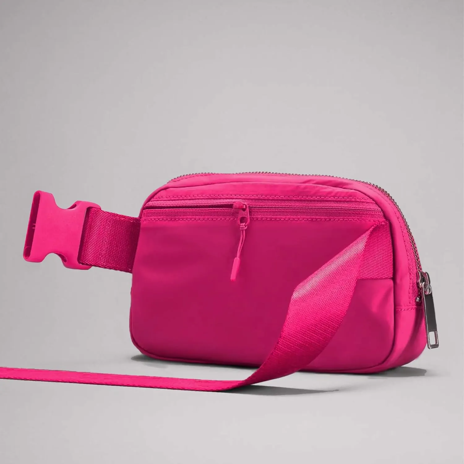 Fanny Pack Cross Body Bag Small Crossbody Bags for Women Men Trendy Nylon Waterproof Mini Purse Travel Running Belt Bag Lulu Dupes Bum Hip Chest Waist Pack Side Bag Must Have Hot Pink