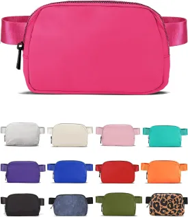 Fanny Pack Cross Body Bag Small Crossbody Bags for Women Men Trendy Nylon Waterproof Mini Purse Travel Running Belt Bag Lulu Dupes Bum Hip Chest Waist Pack Side Bag Must Have Hot Pink