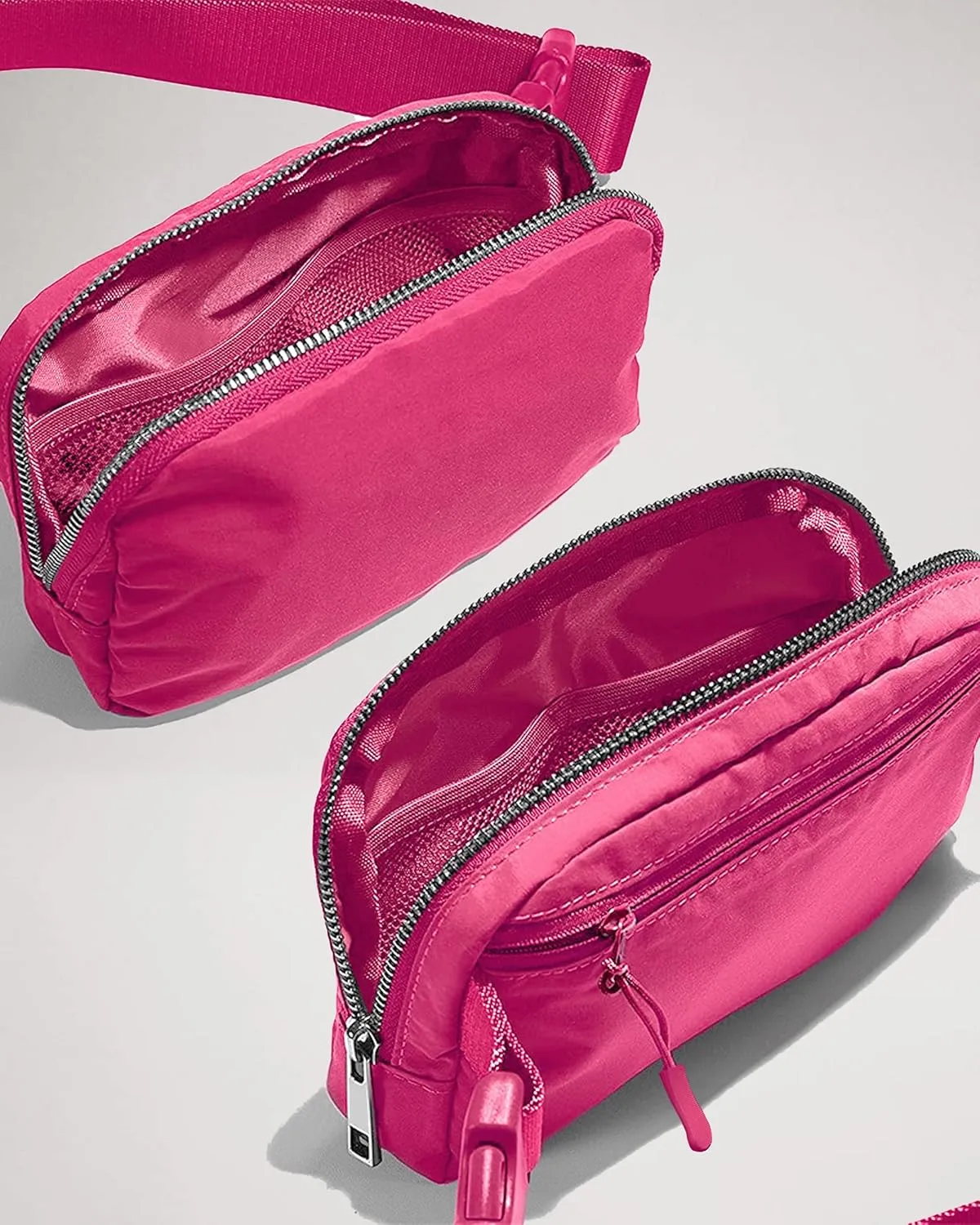 Fanny Pack Cross Body Bag Small Crossbody Bags for Women Men Trendy Nylon Waterproof Mini Purse Travel Running Belt Bag Lulu Dupes Bum Hip Chest Waist Pack Side Bag Must Have Hot Pink