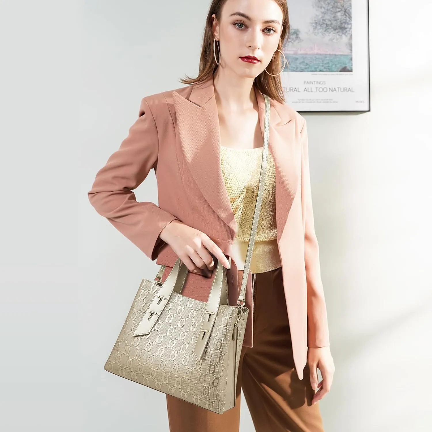 LAORENTOU Women Crossbody Handbags Cow Leather Satchel Handbags for Women Top-handle Shoulder Tote Purses