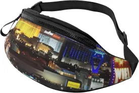 Las Vegas Night City Fanny Pack for Men Women Fashion Running Waist Packs Waterproof Crossbody Bags Everywhere Belt Bag with Adjustable Strap Sports Hip Pack for Travel Wallet