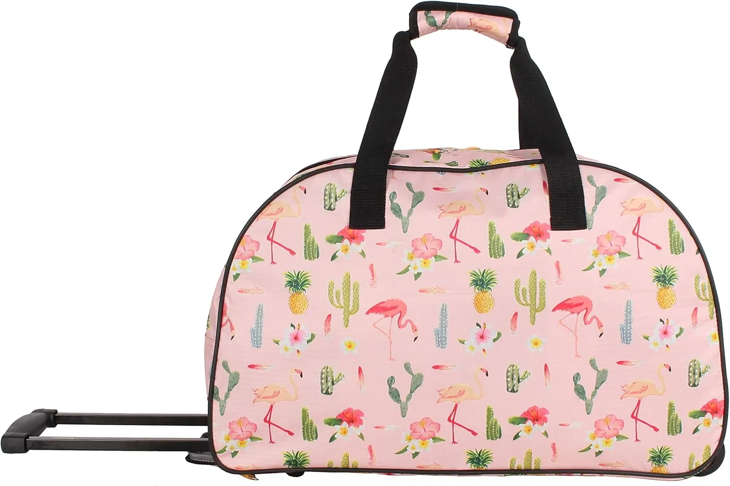 Lucas Designer Carry On Luggage Collection - Lightweight Pattern 22 Inch Duffel Bag- Weekender Overnight Business Travel Suitcase with 2- Rolling Wheels (22in, Flamingo)