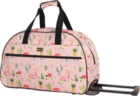 Lucas Designer Carry On Luggage Collection - Lightweight Pattern 22 Inch Duffel Bag- Weekender Overnight Business Travel Suitcase with 2- Rolling Wheels (22in, Flamingo)