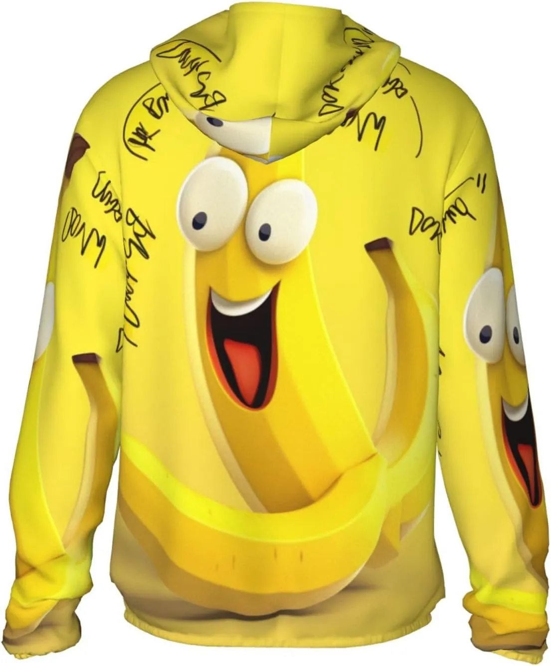 Men's UPF 50  Sun Protection Hoodie Jacket Long Sleeve Outdoor Yellow Banana Sun Shirt for Women Zip Pockets