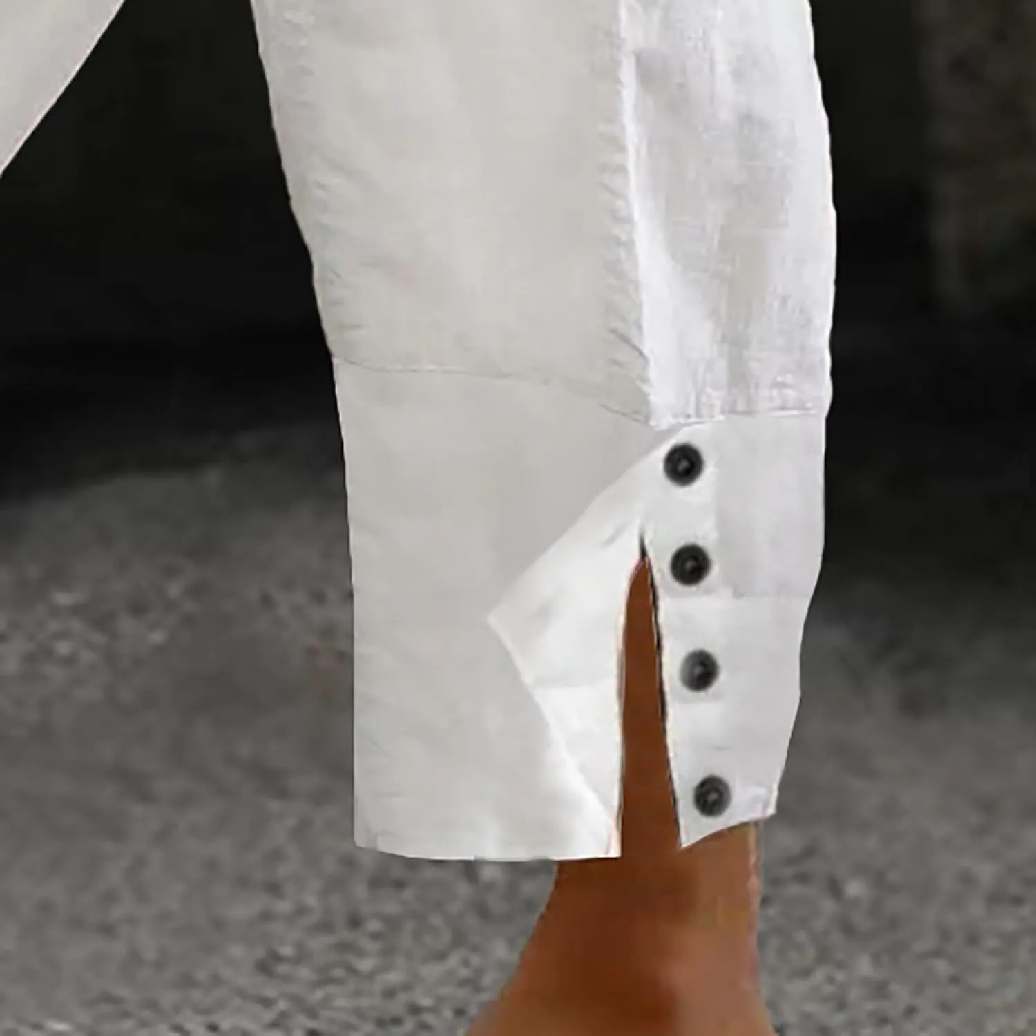 PTOLOCIF Linen Pants Women Summer Wide Leg Pants Drawstring Elastic Waist Pant High Waisted Casual Lounge Beach Trousers