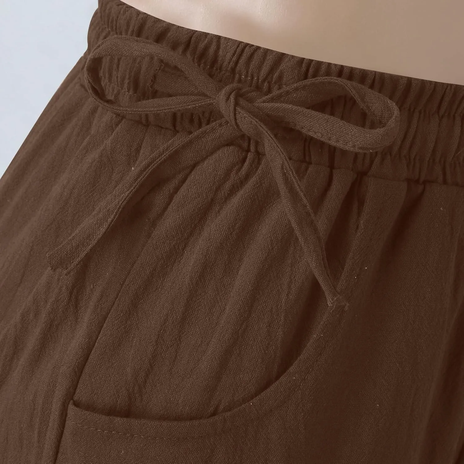PTOLOCIF Womens Casual Linen Pants High Waisted Long Palazzo Pants Wide Leg Cotton Linen Lounge Pant Trousers with Pockets