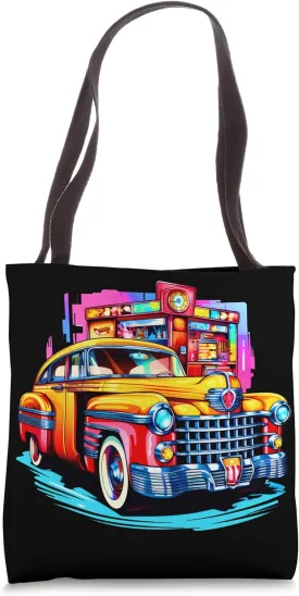 Retro 50s Vintage fifties style American Classic car & Diner Tote Bag