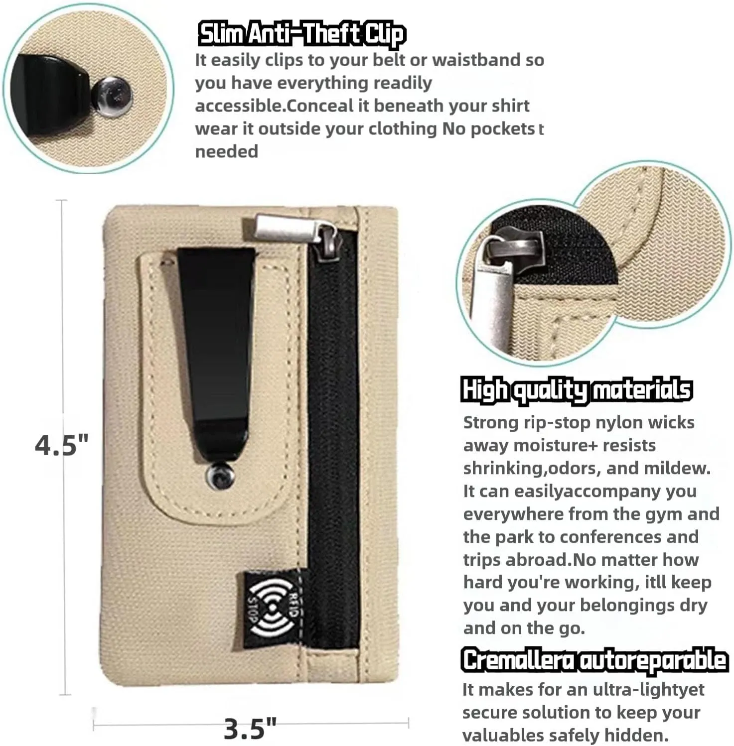 RFID Hidden Clip Stash Money Belt - Ultra Thin Anti-Theft Travel Pouch with Credit Card Slots for Women/Men, Perfect for International Travel, Daily Commute & Outdoor Activities (Grey)