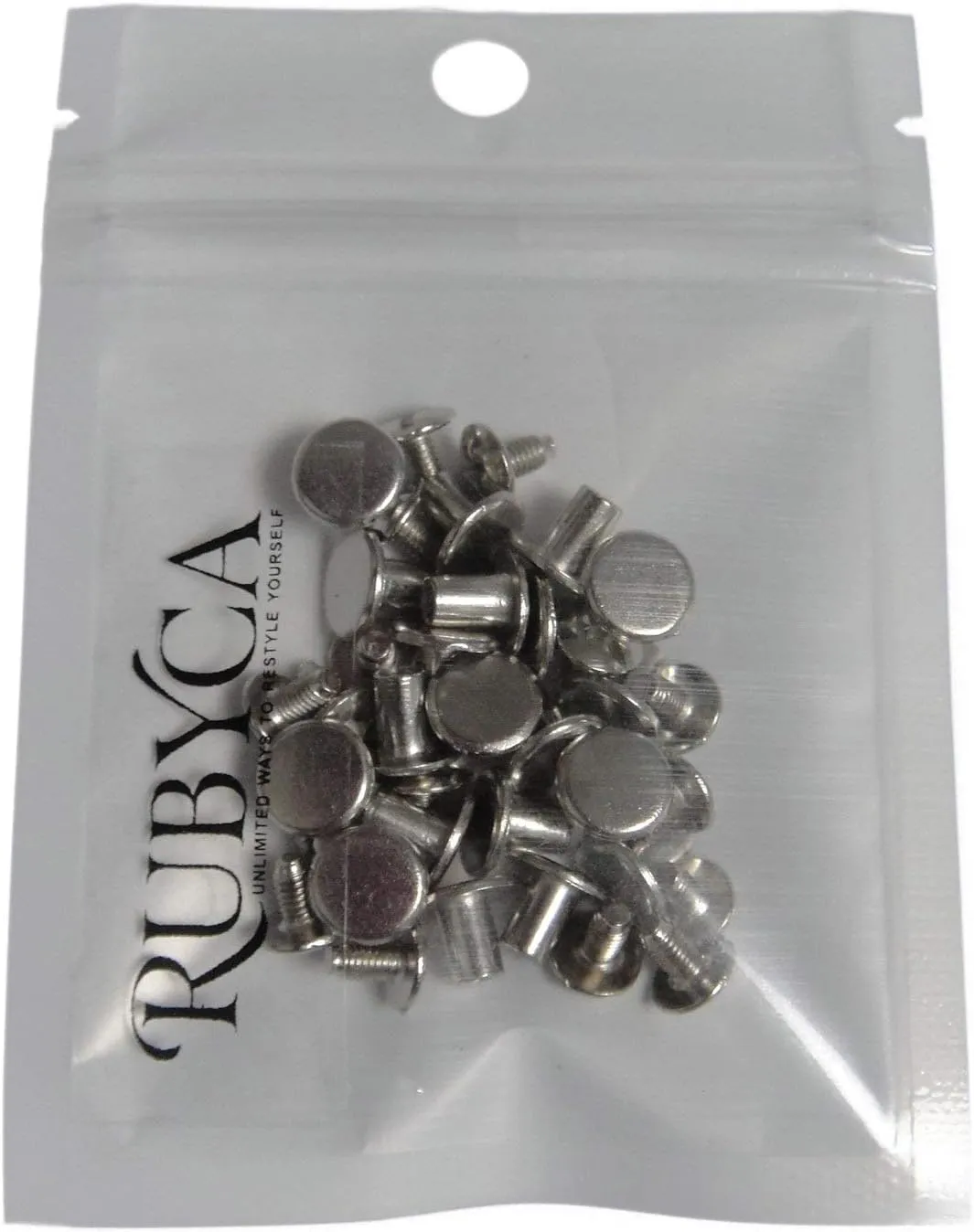 Round Flat Head Chicago Screws Buttons for Leather Crafting, 1/4 Inches (6mm) Repair Screw Post Fastener, Metal Nail Rivet Studs, Silver, 500 Sets, Diameter 3/8 Inches (10mm)