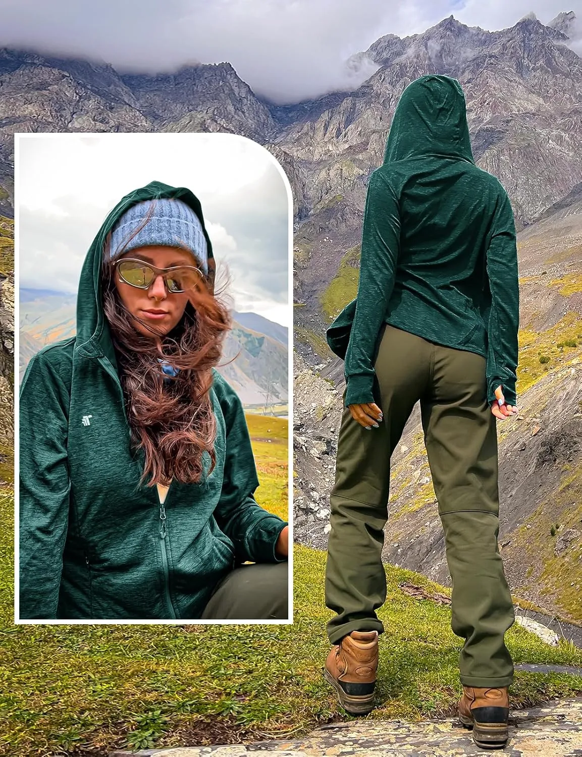 TBMPOY Womens UPF 50  Sun Protection Hoodie Jackets Light Weight Long Sleeve Shirts Hiking Outdoor Full Zip Tops