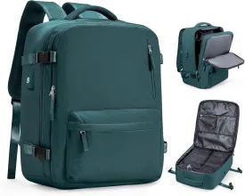 Travel Vacuum Backpack for Women Men, 33L Large Carry on Luggage Flight Approved, 18x14x8 IN Personal Item Travel Bag with Wet Dry Separation Pocket USB Charging, Peacock Blue