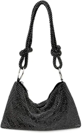 UMREN Rhinestone Hobo Bags for Women Chic Evening Handbag Sparkly Crystal Cluth Purse for Party Club Wedding