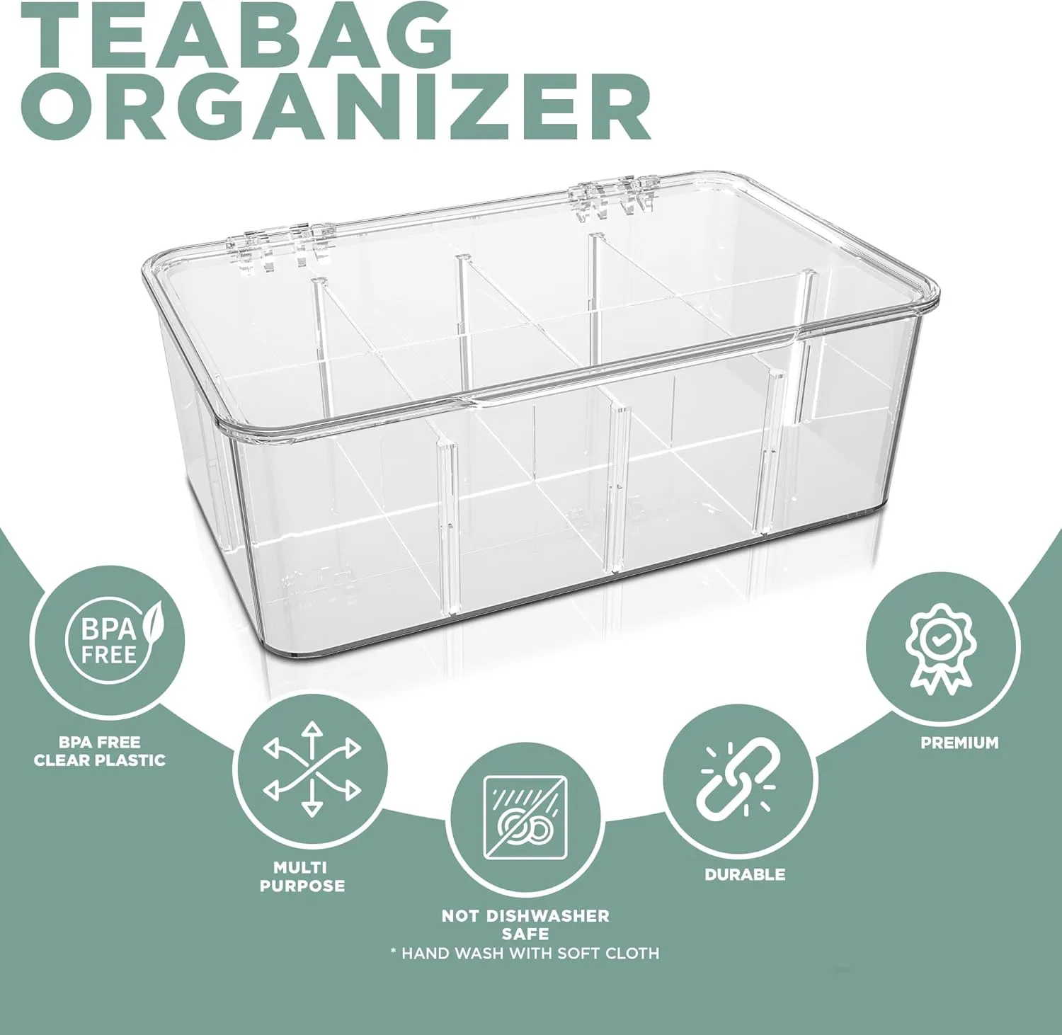 Utopia Home Tea Bag Organizer  3-Pack Stackable Tea Storage Containers with Lids  Clear Plastic Tea Bag Holder for Kitchen Cabinet, Pantry organizers and storage, Cupboard, Snack & Home Organization