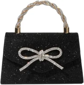 Womens Evening Bag Sparkly Bow Clutch Purse Wedding Party Purses Glitter Rhinestone Party Prom Handbags
