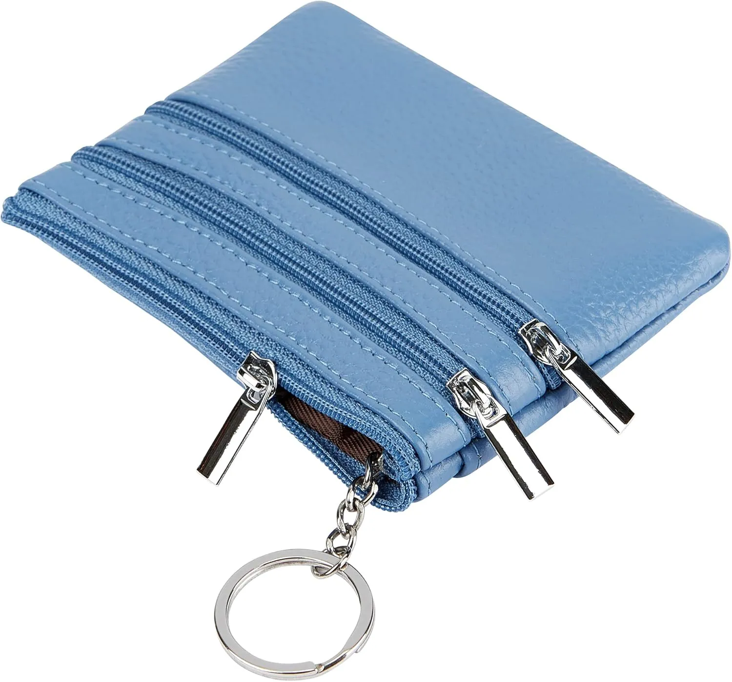 Women's Genuine Leather Coin Purse Mini Pouch Change Wallet with Keychain